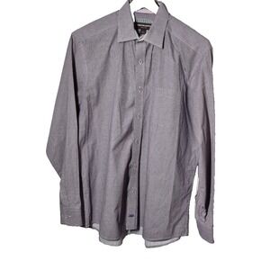 Johnston‎ & Murphy Shirt Mens L Purple Geometic Cuff Long Sleeve Button Up